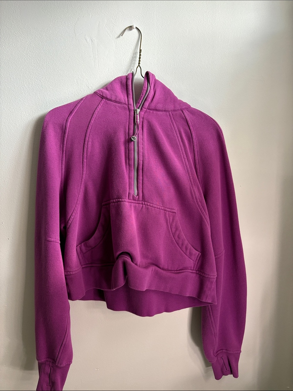 lululemon athletica scuba Cropped Half-Zip Hoodie - Magenta Purple
